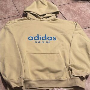 Adidas Light Yellow Hoodie with Blue Logo